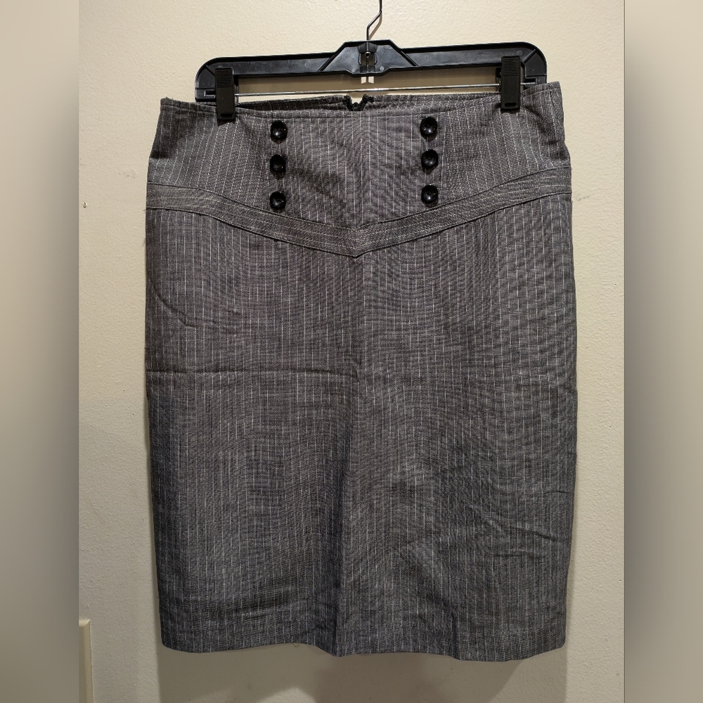 AB Studio Charcoal Button-Accent Pencil Skirt Size 8